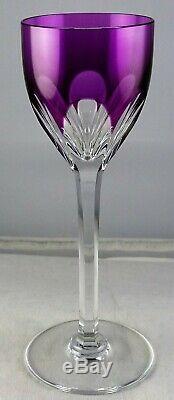 Set Of Six Baccarat French Crystal Glass Amethyst Cut to Clear Genova Cordials