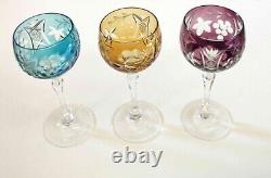 Set Of Three Beyer Crystal Hock Cut To Clear Wine Glasses