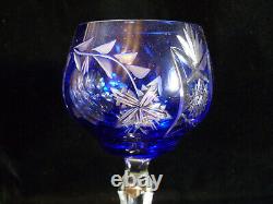 Set Of Three Vintage Nachtmann German Cobalt Blue Cut Crystal Glass Wine Goblets