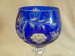 Set Of Three Vintage Nachtmann German Cobalt Blue Cut Crystal Glass Wine Goblets