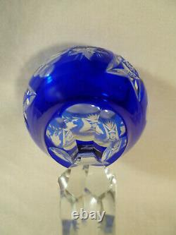 Set Of Three Vintage Nachtmann German Cobalt Blue Cut Crystal Glass Wine Goblets