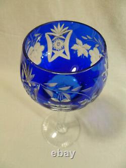 Set Of Three Vintage Nachtmann German Cobalt Blue Cut Crystal Glass Wine Goblets