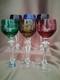 Set for 6 Vintage Multicolor Cut to Clear Crystal Liquer Glasses