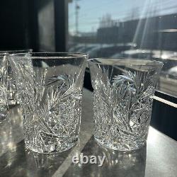 Set of 10 Vintage American Brilliant ABP Cut Crystal Old Fashioned Glasses