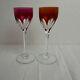 Set of 2 Baccarat Crystal Genova Cut To Clear Cordial Shot Glasses Multi-Color