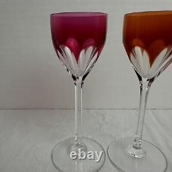 Set of 2 Baccarat Crystal Genova Cut To Clear Cordial Shot Glasses Multi-Color