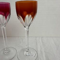 Set of 2 Baccarat Crystal Genova Cut To Clear Cordial Shot Glasses Multi-Color