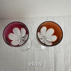 Set of 2 Baccarat Crystal Genova Cut To Clear Cordial Shot Glasses Multi-Color