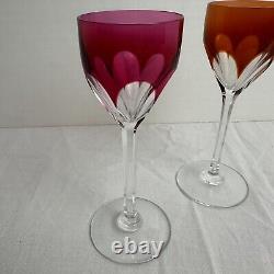 Set of 2 Baccarat Crystal Genova Cut To Clear Cordial Shot Glasses Multi-Color