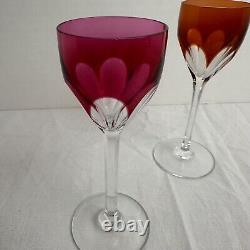 Set of 2 Baccarat Crystal Genova Cut To Clear Cordial Shot Glasses Multi-Color