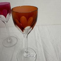 Set of 2 Baccarat Crystal Genova Cut To Clear Cordial Shot Glasses Multi-Color