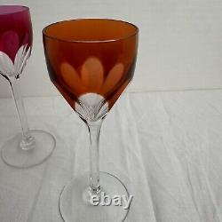 Set of 2 Baccarat Crystal Genova Cut To Clear Cordial Shot Glasses Multi-Color