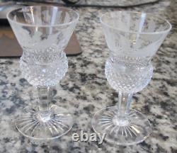Set of 2 Edinburgh Crystal Scotland Thistle Cut Crystal Cordial Glasses 3 1/4'