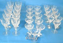 Set of 30 Vintage Tiffin Hand-Cut Crystal Wine Glasses