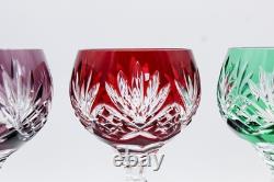 Set of 4 AJKA CAROLINE Multicolor Fine Cut Crystal Hock Wine Glasses