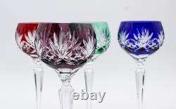 Set of 4 AJKA CAROLINE Multicolor Fine Cut Crystal Hock Wine Glasses