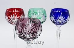 Set of 4 AJKA CAROLINE Multicolor Fine Cut Crystal Hock Wine Glasses
