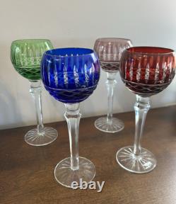 Set of 4 Bohemian Crystal Cut to Clear Approx 8 2/5 Wine Hock Glass Set Vintage
