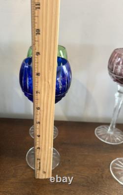 Set of 4 Bohemian Crystal Cut to Clear Approx 8 2/5 Wine Hock Glass Set Vintage