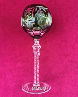 Set of 4 Cut to Clear Glass Crystal Wine Hock Glasses Multicolor 8.25H LOT #1