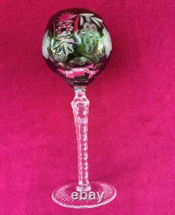 Set of 4 Cut to Clear Glass Crystal Wine Hock Glasses Multicolor 8.25H LOT #1