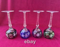 Set of 4 Cut to Clear Glass Crystal Wine Hock Glasses Multicolor 8.25H LOT #1