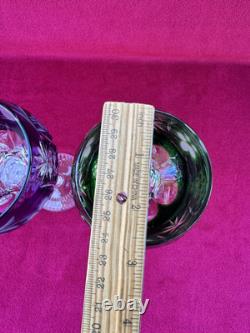 Set of 4 Cut to Clear Glass Crystal Wine Hock Glasses Multicolor 8.25H LOT #1