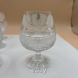 Set of 4 Edinburgh Cut Crystal Whiskey Thistle Glasses Made In Scotland Label