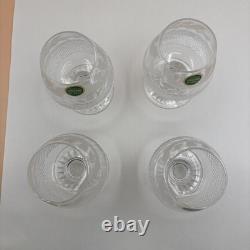Set of 4 Edinburgh Cut Crystal Whiskey Thistle Glasses Made In Scotland Label