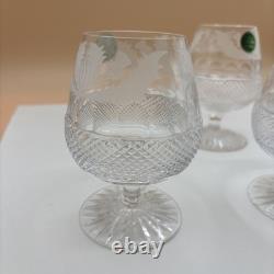 Set of 4 Edinburgh Cut Crystal Whiskey Thistle Glasses Made In Scotland Label