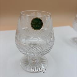 Set of 4 Edinburgh Cut Crystal Whiskey Thistle Glasses Made In Scotland Label