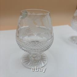 Set of 4 Edinburgh Cut Crystal Whiskey Thistle Glasses Made In Scotland Label