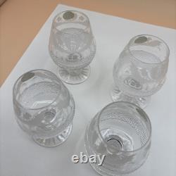 Set of 4 Edinburgh Cut Crystal Whiskey Thistle Glasses Made In Scotland Label