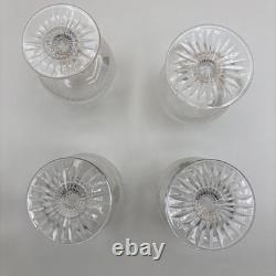 Set of 4 Edinburgh Cut Crystal Whiskey Thistle Glasses Made In Scotland Label