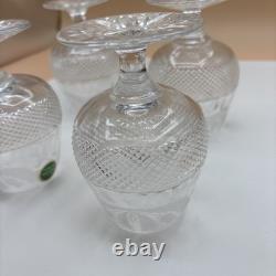 Set of 4 Edinburgh Cut Crystal Whiskey Thistle Glasses Made In Scotland Label