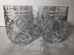 Set of 4 Ralph Lauren Brogan Classic Cut Crystal Stemless Wine Glass NWOB