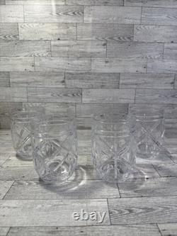 Set of 4 Ralph Lauren Brogan Heavy Cut Crystal Stemless wine whiskey Glasses RLL
