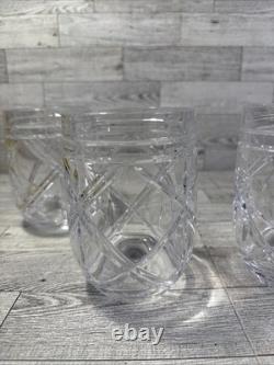 Set of 4 Ralph Lauren Brogan Heavy Cut Crystal Stemless wine whiskey Glasses RLL