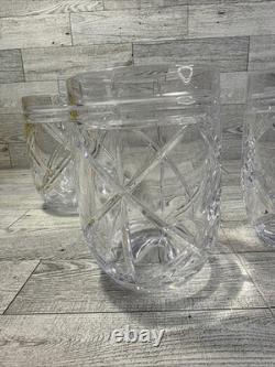 Set of 4 Ralph Lauren Brogan Heavy Cut Crystal Stemless wine whiskey Glasses RLL