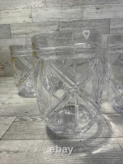 Set of 4 Ralph Lauren Brogan Heavy Cut Crystal Stemless wine whiskey Glasses RLL