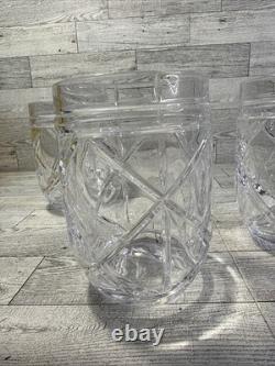 Set of 4 Ralph Lauren Brogan Heavy Cut Crystal Stemless wine whiskey Glasses RLL