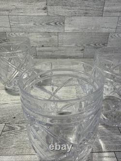 Set of 4 Ralph Lauren Brogan Heavy Cut Crystal Stemless wine whiskey Glasses RLL