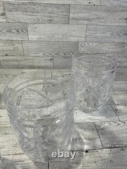Set of 4 Ralph Lauren Brogan Heavy Cut Crystal Stemless wine whiskey Glasses RLL