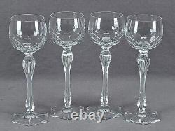 Set of 4 Val St Lambert Belgian Clear Cut Crystal Hock Wine Glasses
