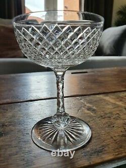 Set of 4 Victorian Prism Cut Crystal Champagne Saucers Glasses see description