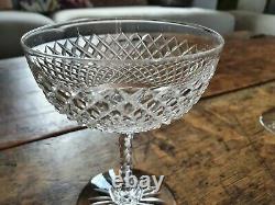 Set of 4 Victorian Prism Cut Crystal Champagne Saucers Glasses see description