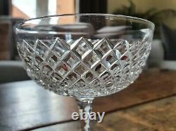 Set of 4 Victorian Prism Cut Crystal Champagne Saucers Glasses see description