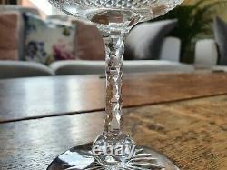 Set of 4 Victorian Prism Cut Crystal Champagne Saucers Glasses see description