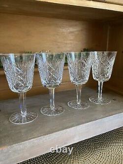 Set of 4 WATERFORD Crystal CLARE Cut Water Goblets/Wine Glasses 6 7/8 NICE