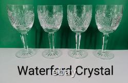 Set of 4 WATERFORD WINE Goblets Glasses CUT Crystal EXCELLENT! Signed SEE WAT140